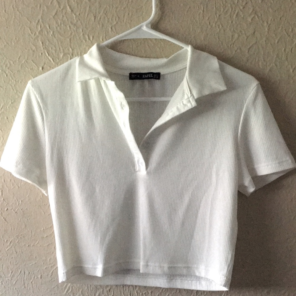 White collared crop top from zaful size large